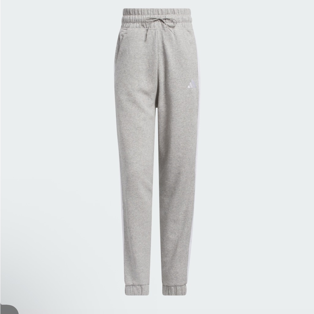 Adidas Women’s Light Gray Joggers with White Stripes